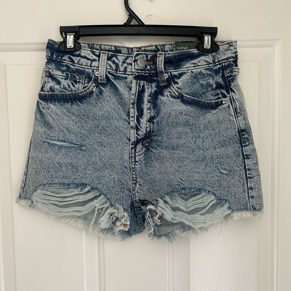 Denim Blue Distressed Women Shorts
